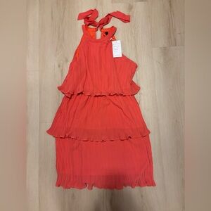 Coral Sleeveless tiered Dress